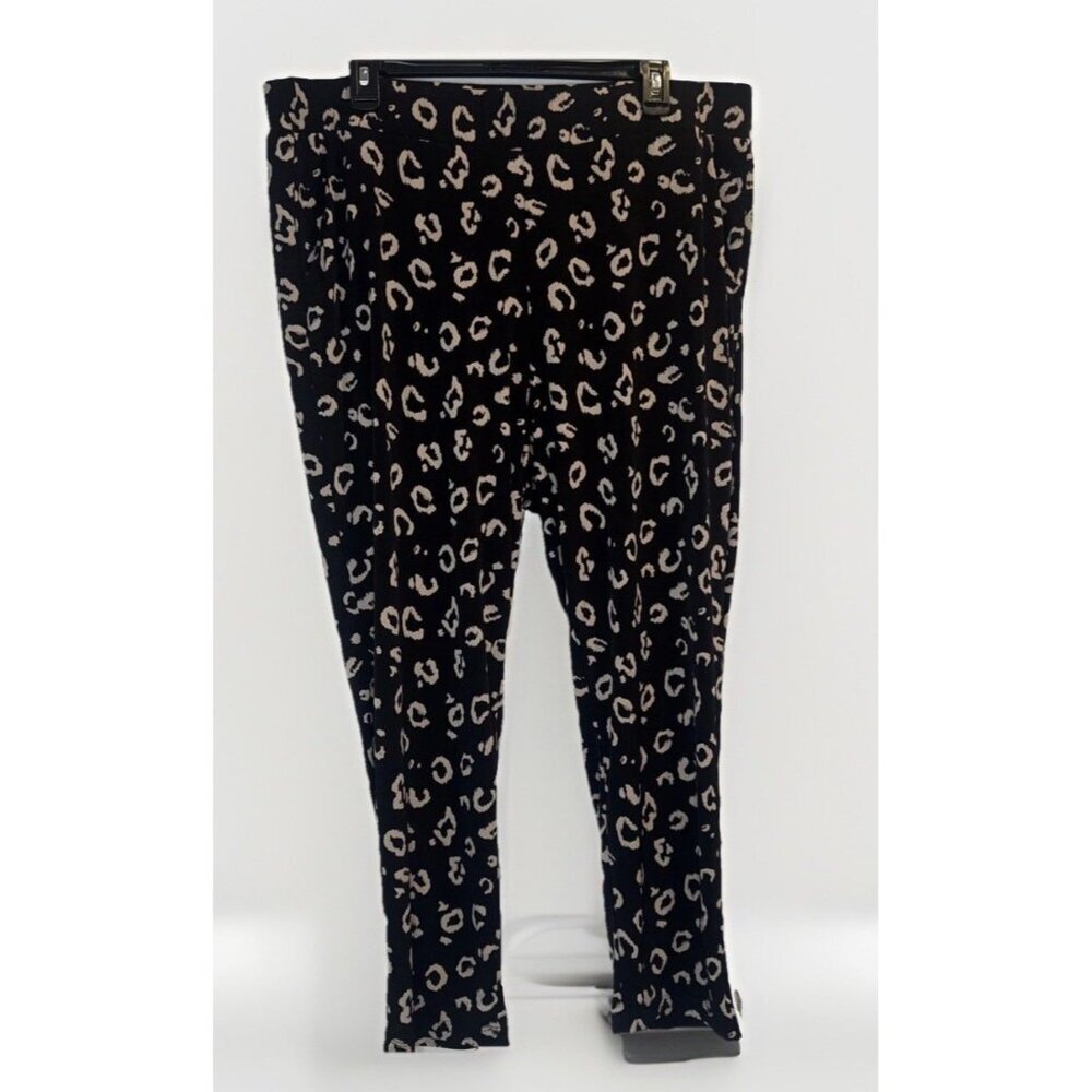 Torrid Womens Black Tan‎ Leopard Print Studio Knit Tapered Ankle Pants Sz 2X